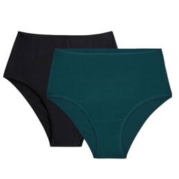 2x Culottes taille haute - Vert Cyprès - Noire - Femme