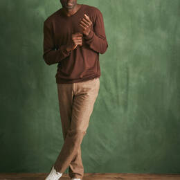 Pull col V 100% Laine mérinos - Chocolat - Homme