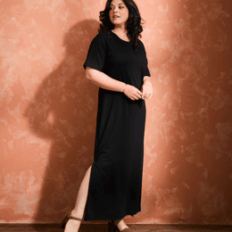 Robe maxi - Noire - Femme
