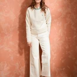 Sweat cropped en Coton BIO -  Ecru - Blanc - Femme