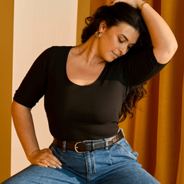 Body noir manches 3/4 - Femme