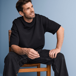 Sweat manches courtes Coton BIO - Noir - Homme