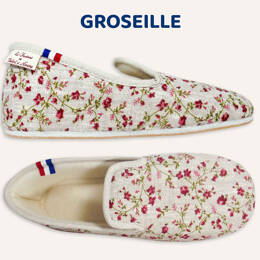 GROSEILLE Charentaises Femme Lin Semelle cuir et feutre