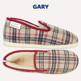 GARY Charentaises Homme Motif écossais Semelle feutre laine