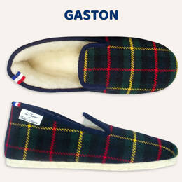 GASTON Charentaises Homme Motif écossais Semelle feutre laine