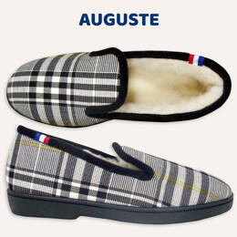 AUGUSTE Charentaises Homme Tout confort Écossais Prince de Galle Semelle élastomère