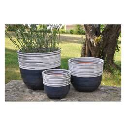 Pot en terre cuite haut Massaya Gris ardoise et blanc - Nuance de