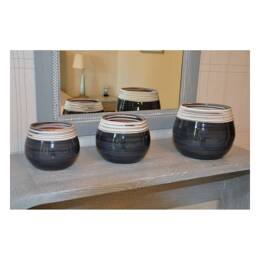 Pot en terre cuite rond et large en forme de U Cancale Gris - Poterie