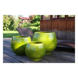 Pot rond large et profond sur plateforme Bahia - Vert Bambou