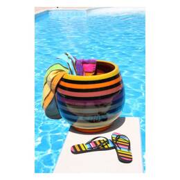 Pot rond large et profond sur plateforme Bahia – Noir multicolore r