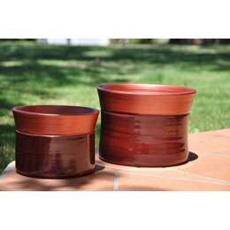 Vase artisanal cylindrique droit à col évasé Moreï – Marron rosé cuiv