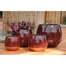Pot en terre cuite rond et large en forme de U Cancale Marron rosé