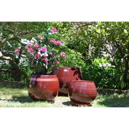 Pot rond large et profond sur plateforme Bahia – Marron rose cuivré T