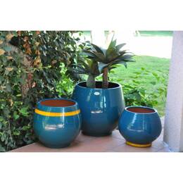 Pot rond large et profond sur plateforme Bahia Bleu ciel, Vert