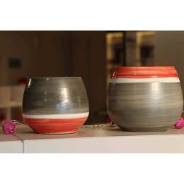 Pot en terre cuite rond et large en forme de U Cancale – Tricolore g