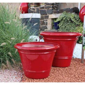 Grand Pot cuvier forme en V double liseré et rebord large - Toscane  - Poterie