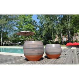 Pot rond large et profond sur plateforme Gris Nude - Bahia Nude