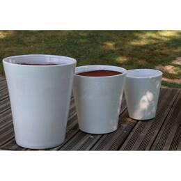 Pot artisanal cuvier haut forme V blanc marbre - Sydney Faïence de