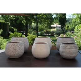 Pot rond large en terre cuite forme U artisanal Gris - Cancale