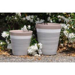 Pot artisanal cuvier haut en forme de V Marron et Blanc - Sydney