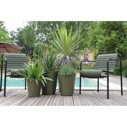 Pot artisanal cuvier haut en forme de V Kaki Mat - Sydney