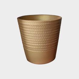 Vase droit artisanal effet matière Odyssée Chevron doré Mat'essence G - Poterie