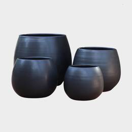 Pot en terre cuite rond et large en forme de U Cancale Noir