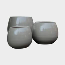 Pot en terre cuite rond et large en forme de U Cancale beige