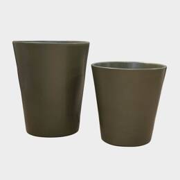 Pot artisanal cuvier haut forme en V Sydney kaki Mat'essence Green - Poterie