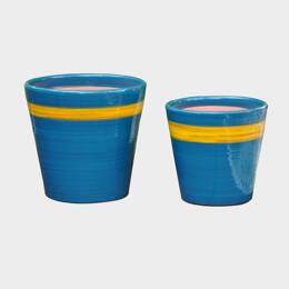 Vase droit Odyssée Bleu et Jaune Fashion's Pop - Poterie