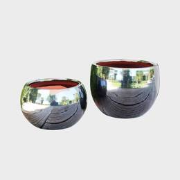 Pot rond à double rebord Le Liseré Gris Anthracite Métal