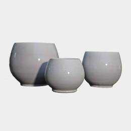 Pot rond large et profond sur plateforme blanc marbre - Bahia