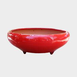 Coupe ronde sur pieds pour bonsaï et jardins zen Kyoto Rouge  - Poterie