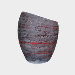 Vase design asymétrique Orion craquelé Terre de Lave Rouge - Poterie