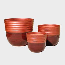 Pot haut en forme de U large rebord strié Massaya marron rosé cuivré