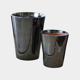 Pot artisanal cuvier haut forme en V Sydney gris anthracite brillant