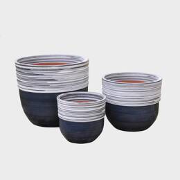 Pot en terre cuite haut Massaya gris ardoise et blanc Nuance de Craie