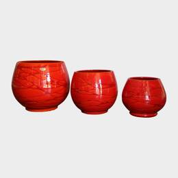 Pot rond large et profond sur plateforme Bahia marbré rouge Soleil