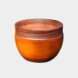 Petit pot rond profond Austral orange et cuivre Pain d'Epices - Poterie