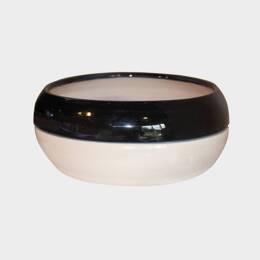 Pot bas et large forme de coupe ou vasque ronde Mélilo noir et blanc