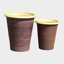 Pot en Terre Cuite Forme Cuvier en V large Rebord Baobab Marron Vert