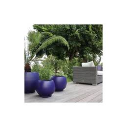 Pot rond large et profond sur plateforme en terre cuite - Bahia Bleu