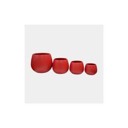 Pot en terre cuite rond et large en forme de U Cancale rouge mat