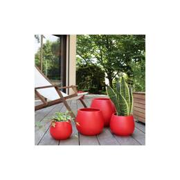 Pot en terre cuite rond et large en forme de U Rouge Mat - Cancale