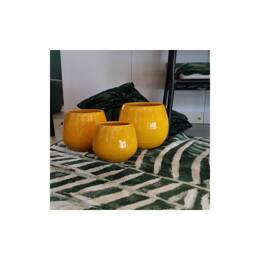 Pot en terre cuite rond et large en forme de U Cancale jaune - Poterie