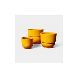 Vase droit à Rebord jaune moutarde et bronze Ibiza Sunshine - Poterie