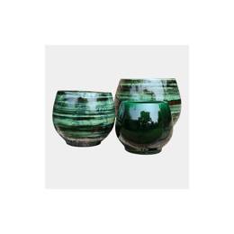 Pot rond large et profond sur plateforme vert jade - Bahia Vert Jade