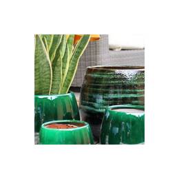 Pot rond large en terre cuite forme U vert jade - Cancale Jade