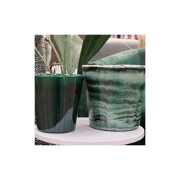 Vase droit artisanal vert sapin profond et brillant - Odyssée Jade