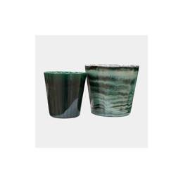 Vase droit artisanal Odyssée vert sapin profond et brillant Jade